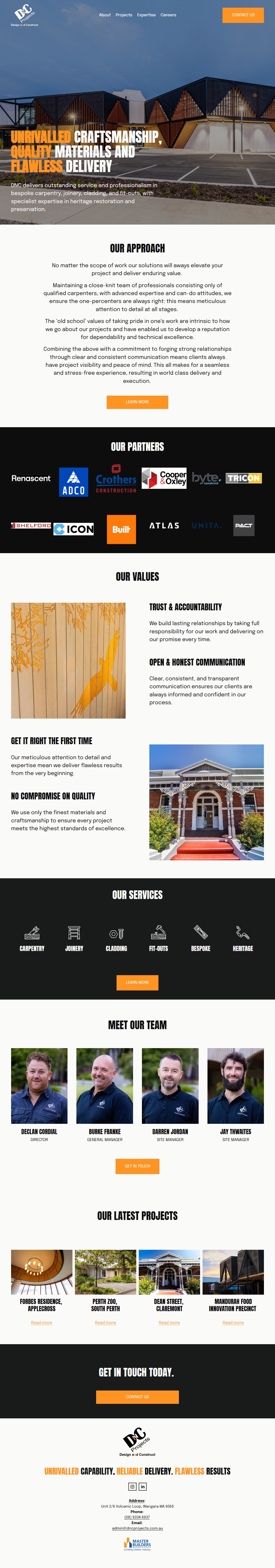 DNC Projects website screenshot